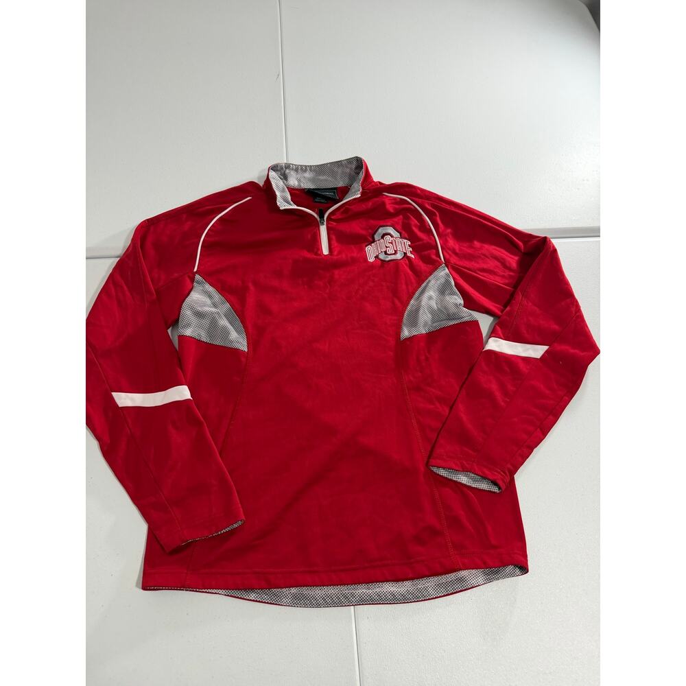 Ohio State Long Sleeve Quarter Zip Mens Medium Red and White